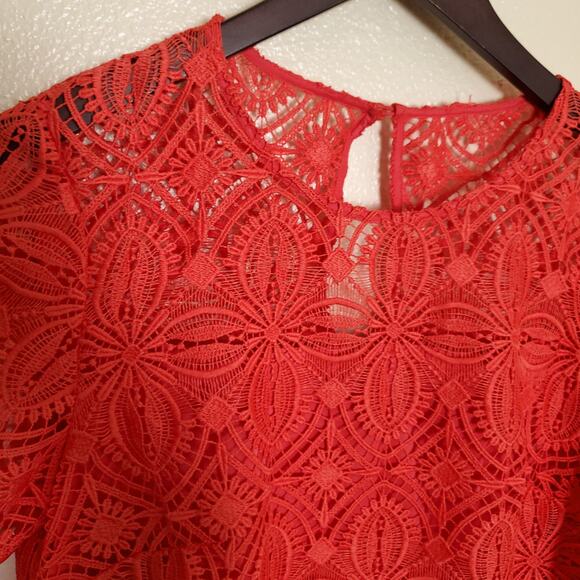NWT TRINA TURK Dress Red Venetian Lace Party Cocktail Wedding Guest Dress Sz 8 - Picture 8 of 14